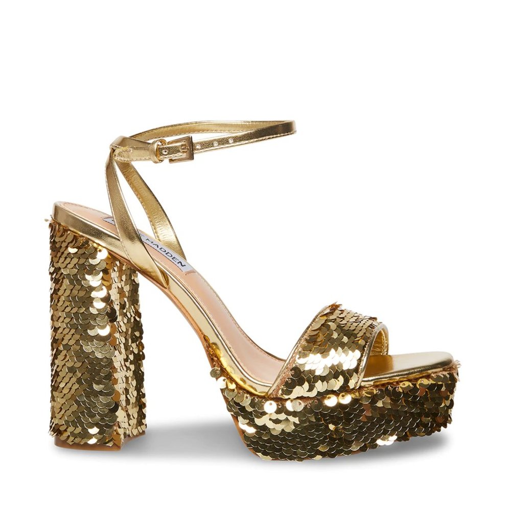 Steve Madden Lessa-S Gold Sequin Platform Heels Size 6.5 and 7